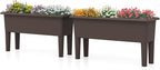 Giantex Raised Garden Beds Outdoor Set of 2, Self-Watering Planter Box with Detachable Legs & Drainage Hole, Outdoor Raised Container for Vegetable Fruit Herbs, 31.5”Lx12”Wx16”H, Easy Assembly (Brown)
