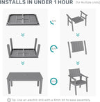 ZHUSI Patio Table and Chairs Set,HDPE Outdoor Dining Set with Umbrella Hole for Backyard, Poolside, Porch,All Weather,Grey