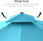 Best Choice Products 9x12ft LED Cantilever Patio Umbrella w/Base Included & 360° Rotation, Large Solar Offset Hanging Outdoor Sun Shade for Deck, Backyard Table w/Stand & Lights – Sky Blue