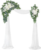 Artificial Flowers Wedding Arch Kit, 3 Pieces, Fairy White Chiffon Drape