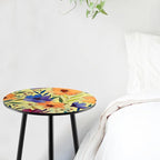 Party Zealot 2 Packs Metal Floral Round Side Table 13.2" Small Outdoor Patio Round Accent Coffee Tables Indoor Corner Stand for Small Spaces Weather-Resistant for Balcony Plant Stand