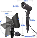 LED Landscape Lights with Connectors, 12V Low Voltage, Warm White 3000k, 4W, 175LM, Outdoor Waterproof Garden Pathway Lights Wall Tree Flag Spotlights with Spike Stand, 4 Pack