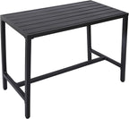 Outdoor Bar Table, Patio Console Pub Height Tables with Powder Coated Steel Frame, Weather Resistant Waterproof Top for Hot Tub, Balcony, Garden, Yard, Poolside (47" Wide Bar Table, Black)
