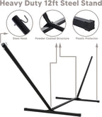SUNCREAT Hammock with Stand 2 Person Heavy Duty, Freestanding Hammock with Spreader Bar, Soft Pillow, Gray Stripes