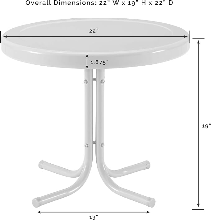 Side Table, Tangerine Metal Outdoor Table with Pedestal Base