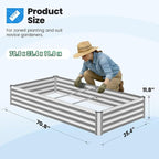 Quictent Galvanized Raised Garden Bed Metal Planter Box Bottomless for Backyard Outdoor, 4x3x1 Ft 2PCS, Silver