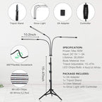 GHodec Grow Light with Stand, 60 LED 5500K Full Spectrum Floor Plant Light for Indoor Plants Growing,5 Dimmable Levels & Auto On/Off Timer,Tripod Stand Plant Lamp Height Adjustable