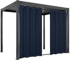 Easy-Going Linen Look Outdoor Curtains Waterproof Windproof Porch Curtains, Soft Thicken Outdoor Privacy Curtains for Patio, Gazebo, Grommet Top and Tab Bottom Drape, 1 Panel, 54x120 inch, Navy