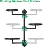 Rotating Window Wall Plant Shelves Stand Holder, 3 Tiered Metal Floating Plant Shelf Hanger Indoor , Window Sill Gifts