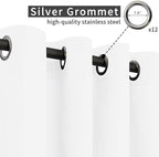 Easy-Going Linen Look Outdoor Curtains Waterproof Windproof Porch Curtains, Soft Thicken Outdoor Privacy Curtains for Patio, Gazebo, Grommet Top and Tab Bottom Drape, 1 Panel, 110x84 inch, White
