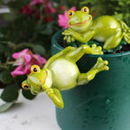 Set of 2 Funny Frog Statues Outdoor Flower Pot Hugger, Resin Hanging Frog Figurines Cute Climbing Animals Sculpture Plant Pot Decorations for Home Garden Patio Lawn Yard Ornaments (Keep Quiet)