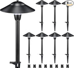 SUNVIE Low Voltage Pathway Lights Wired Path Light Outdoor 3W 12-24V 3000K Waterproof Aluminum LED Landscape Lights with Connector for Garden Walkway Yard - ETL Listed Cord, 8 Pack