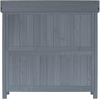 Outdoor Garden Patio Wooden Storage Cabinet Furniture Waterproof Tool Shed with Potting Benches Outdoor Work Station Table (Gray)