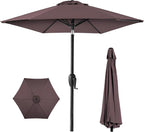 Best Choice Products 7.5ft Heavy-Duty Round Outdoor Market Table Patio Umbrella w/Steel Pole, Push Button Tilt, Easy Crank Lift - Deep Taupe