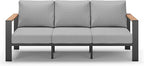 Aluminum Outdoor Patio Furniture 3 Seats, All-Weather Outdoor Patio Sofa with Washable Thick Cushion, Morden Patio Couch for Porch, Balcony, Deck, Yard, Gray