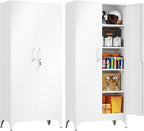 Yizosh Metal Garage Storage Cabinet with 2 Doors and 4 Adjustable Shelves - 71" Steel Lockable File Cabinet,Locking Tool Cabinets for Home,Office,Garage,Gym,School
