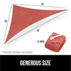 GORILLA GRIP Heavy Duty Sun Shade, UV Protection Fade Tear and Rust Resistant Rectangle Sunshade Canopy, Curved Edges Blocks Sunlight, Breathable Sail, Outdoor Patio, Lawn Garden, 16x16x16, Terra