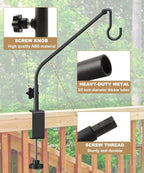 20 Inch Extended Reach Deck Hook Hanger for Railing, Heavy Duty Outdoor Plant Hook Holder for Hanging Bird Feeder Pole Deck Hanger Flower Basket Planter or Lanterns, Wind Chimes, 2 Pack