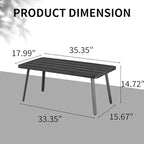 VINGLI Small Steel Outdoor Patio Coffee Table, Weather Resistant Metal Outdoor Large Side Table for Patio Balcony Porch and Living Room, Rectangle, Black (Rectangle)