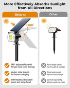 btfarm 4 Pack Solar Spot Lights Outdoor Waterproof IP65-1000LM 52 LED Solar Spotlights Uplights with 3 Modes & 180° Adjustable Panel, Landscape Lighting Outside for Yard Pathway Trees (Warm White)