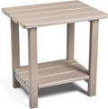 Adirondack Outdoor Side Table, 2-Tier Sturdy Patio End Table Weather Resistant, 16.5" Solid Side Table for Patio, Pool, Porch(Grayish Brown)