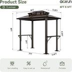Aoxun Grill Gazebo 8 x 5FT, Outdoor Barbecue Gazebo with Double Polycarbonate Top, Aluminum Grill Canopy with Shelves for Patio, Lawn, Garden