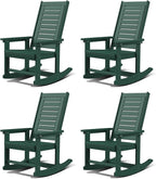 GREENVINES Outdoor Rocking Chairs | Set of 4 | Porch Rocker | HDPE Plastic | Forest | Oversized Rockers | High Back | Big & Tall | Ladder Back | for Patio Outside Backyard Balcony Garden