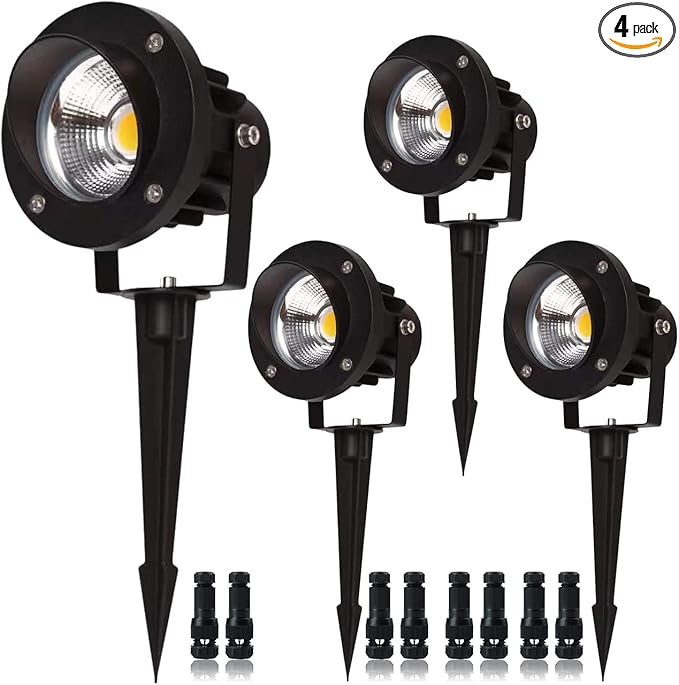 EAGLOD 20W Led Spotlights Outdoor Landscape Lights,Low Voltage Led Landscape Lighting, 12V ~24V AC/DC Waterproof Landscape Spotlights with Stake for Tree Flag Lights 3000K Ultra Warm White (4Pack)