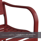 Grand patio Garden Bench, Outdoor Benches with Anti-Rust Metal Powder Coated Frame, Patio Bench for Front Porch Park Outside Furniture Decor, Cherry Red