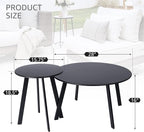 Patio Outdoor Coffee Table Set of 2 - Weather Resistant Outdoor Round End Table Modern Coffee Tables for Living Room Balcony Home Office (Black)