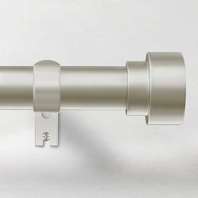 Time Forest Curtain Rods for Windows 28 to 48, 1 Inch Adjustable Heavy Duty Curtain Rod with Simple End Caps, Outdoor Window Drapery Rods for Patio, Size 32"-60", Brushed Nickel
