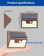 Peasur Solar Lights Outdoor Motion Sensor [1 Pack/140LED/Brown], Ultra-Bright 3 Mode Fence Security Light Waterproof, Solar Wall Lighting for Patio Yard Step House Outside