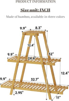 Plant Stand For Indoor Outdoor Tiered Plant Shelf 3 Tier 8 Potted Bamboo Flower Holder Ladder Rack For Multiple Triangle Table Plant Pot Stand (Natural)