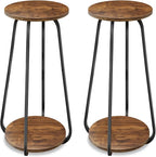 Plant Stand Indoor, 2 Tier Plant Shelf Pedestal Stand Flower Stand, Metal Wood Plant Stands for Indoor Plants Living Room Balcony Deck Garden