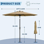 Garvee 10FT Patio Umbrella - Outdoor Table Umbrella with Smooth Crank Lift, Push Button Tilt and 8 Sturdy Ribs - Market Umbrella UV Protection Waterproof for Pool, Deck, Yard, Garden (Tan)