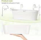 Dahey 4 Pcs Metal Iron Hanging Flower Pots for Railing Fence 15.7 Inch Hanging Bucket Pots Countryside Style Window Flower Plant Holder with Detachable Hooks for Garden Yard Home Decor, White