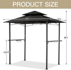 AECOJOY 8' x 5' Outdoor Grill Gazebo, BBQ Canopy for Outdoor Grill, 2- Tier BBQ Grill Gazebo Shelter for Patio, Backyard and More (Black)