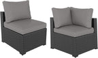 Aoxun Patio Furniture Sets, 2-Piece Outdoor Patio Furniture with Thick Cushions, Wicker Outdoor Conversation Set Sectional Sofa for Backyard, Poolside
