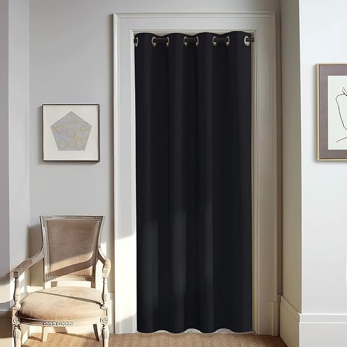 Black Blackout Curtain 80 inch Length – W46 x L80, 1 Panel