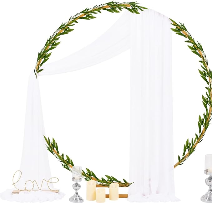 Outdoor Curtains: White Sheer Chiffon Arch Drapes, 4 Panels at 29 x 20 Ft