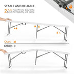 VINGLI 6 feet Plastic Folding Bench,Portable in/Outdoor Picnic Party Camping Dining Seat, Garden Soccer Multipurpose Entertaining Activities, Smooth HDPE Tabletop, 1 Pack, White