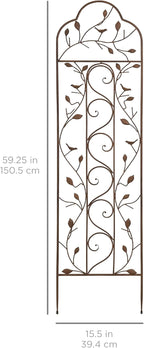 Best Choice Products 60x15in Iron Garden Trellis, Arched Outdoor Decoration w/Branches, Birds for Lawn, Garden, Backyard, Climbing Plants - Bronze