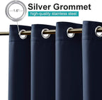 NICETOWN Patio Door Navy Blue Curtains Waterproof 95" Length, 120" Wide, Thermal Insulated Rustproof Ring Top Blackout Sunlight Reducing Outdoor Indoor Window Drapes for Porch, Sold by Individual
