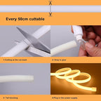 AC 110V COB LED Strip Lights Outdoor Waterproof 65.6ft, 2700K Warm White Super Bright 200W CRI 90+ LED Rope Light, IP65 Flexible Cuttable, for Bedroom Garden Commercial House