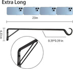 2 Pack Extra Long 23 Inch Heavy-Duty Rust-Resistant Solid Steel Plant Hangers and Bird Feeder Hangers for Indoor and Outdoor Decor, Wall Hooks