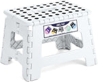 Delxo 9 Inch Folding Step Stool,White Step Stools for Kids Foldable,Portable Collapsible Step Stool with Handle, Folding Stool for Kitchen Bathroom,Bedroom,Garden