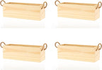 Wooden Planter Box with Handle, Rose Wood, Plastic Liner l Garden Decor l Restaurant and Wedding Decorations l Wedding Bouquets, Table Centerpiece, 12 x 4 Inches, (12x4 w Handle Set of 4, Rose Wood)