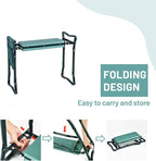 2-in-1 Garden Kneeler & Seat, Folding Seat w/EVA Foam Kneeling Pad & Removable Tools Pouch, Sturdy Steel Frame, No Assembly, Portable Heavy Duty Garden Stool for Women & Men
