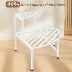 Corner Plant Stand Outdoor Metal,2 Tier Heavy Duty Ladder Plant Shelf Indoor for Multiple Plants,37.08" L x 22.83" W x 20.07" H,White