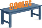 Outdoor Bench, 2-Person Patio Backless Bench Holds up to 800lbs, Weatherproof Garden Bench That Never Rot and Fade, Suit for Backyard, Porch, Patio, Deck and Entryway (Blue)